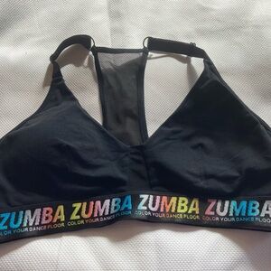 Zumba Fitness Black Sports Bra with Rainbow Band